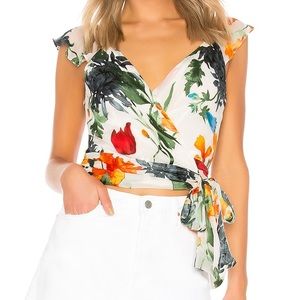 Alice & Olivia Nicole Floral Wrap Top